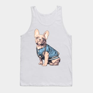 French Bulldog Illustration Art Wearing Baseball Jacket Tank Top